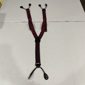 Vintage Burgundy Made in England 100% Silk Adjustable/Button Leather Suspenders